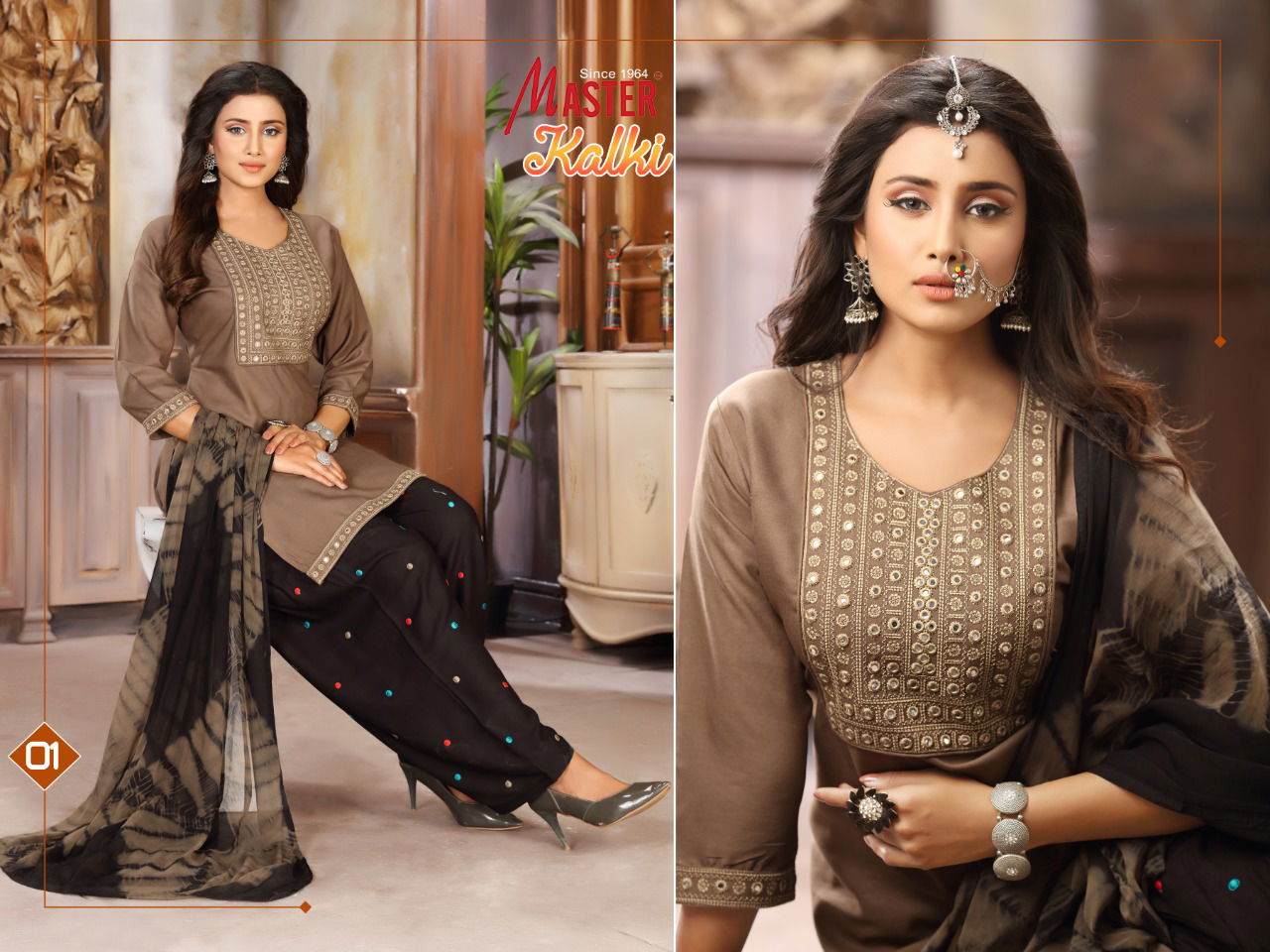 master kalki  Latest Fancy Designer Emboridery Casual Wear Readymade Punjabi Patiyala  Salwar Suit